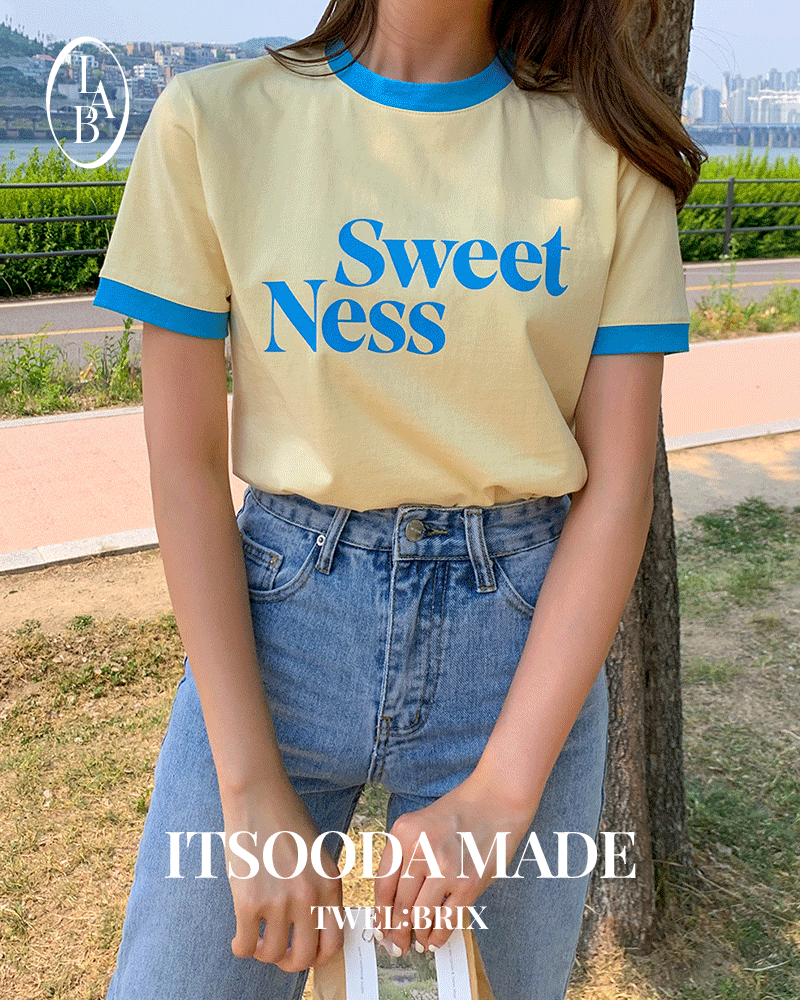 [썸머특가] [12BRiX] SWEETNESS 컬러 배색 티셔츠 ver2