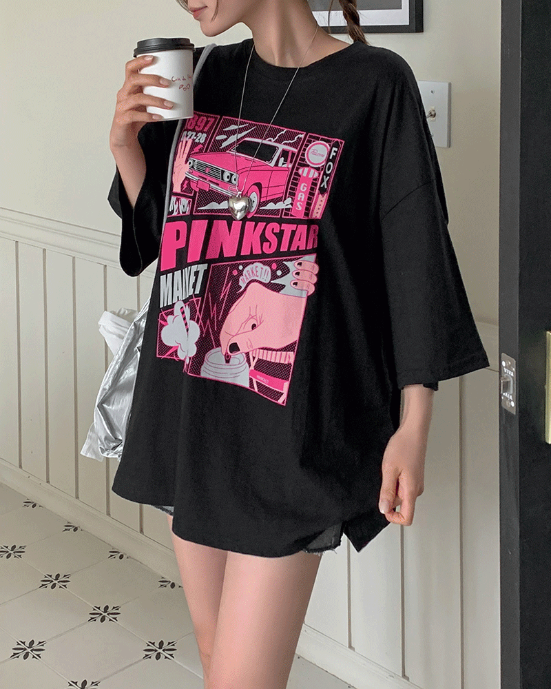 [SALE] 핑크마켓 프린팅 오버핏 반팔 티셔츠